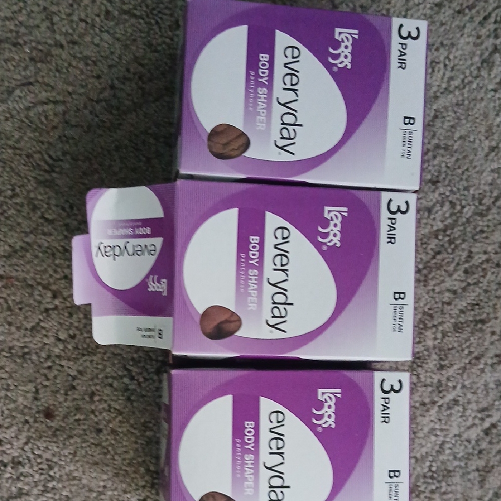 Lot Of 3 LEGG'S body Shaper Pantihoses Sz Medium, Tan Color